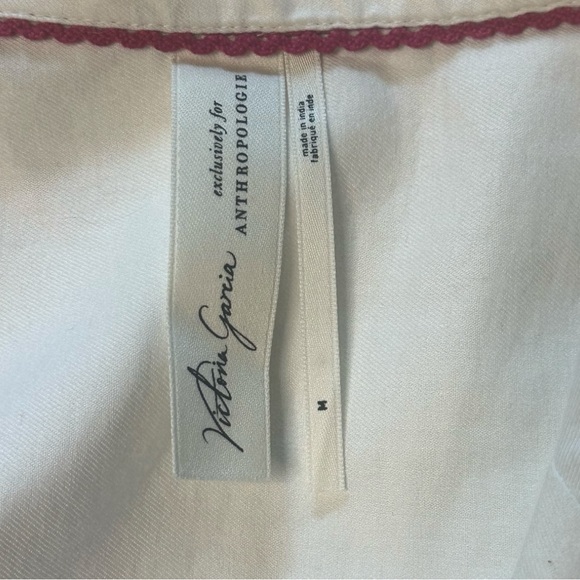 Anthropologie X Victoria Garcia Whimsical White Flannel Pajama Shirt Top size M - Picture 7 of 10